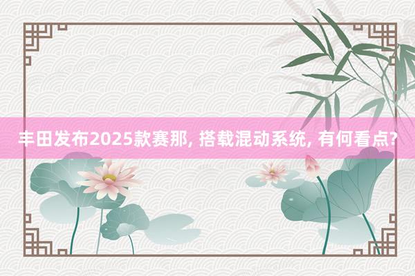 丰田发布2025款赛那, 搭载混动系统, 有何看点?