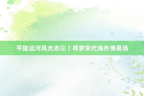 平陆运河风光志⑥丨寻梦宋代海外博易场
